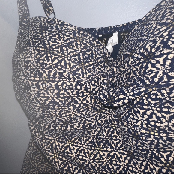 Niptuck Blue & Gold One Piece Ruched Size 8 Swim Suit - Picture 6 of 11